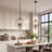 4-Light Gold & Black Geometric Cage Pendant Light, Adjustable Height