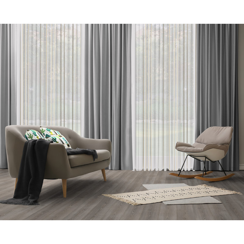 Polyester Blackout Pinch Pleat Curtain Panel, 142cm wide x 385cm high, Grey/Brown/Blue