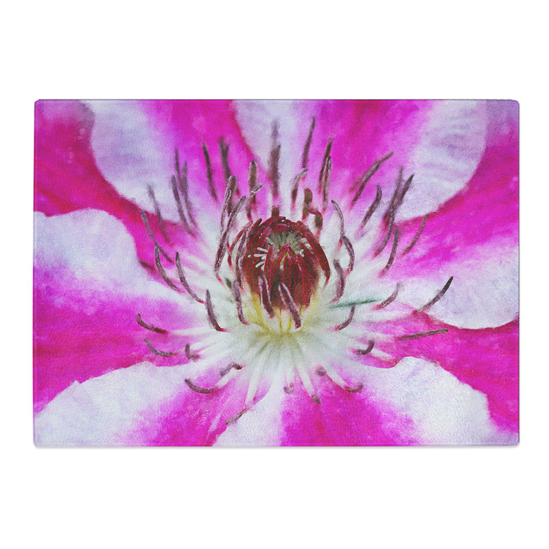 Clematis Flower Painting Chopping Board, 0.4cm H x 28.5cm W x 39cm L