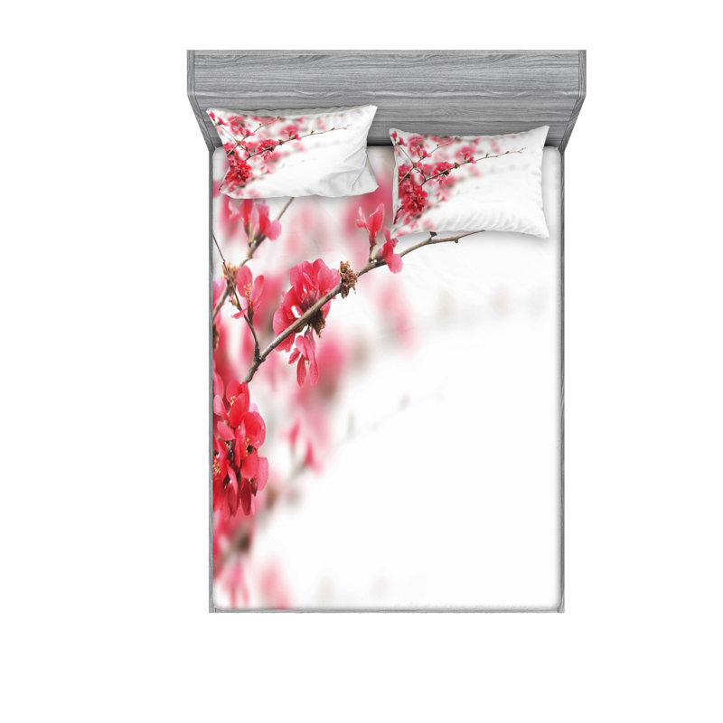 Microfiber Floral Sheet Set, Queen Sheet Set with Fitted Sheet