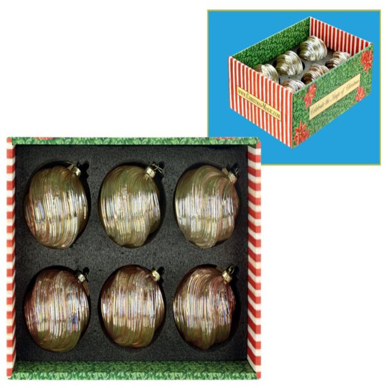 Iridescent Swirl Ball Ornament, Box Of 6 - 4 Inches