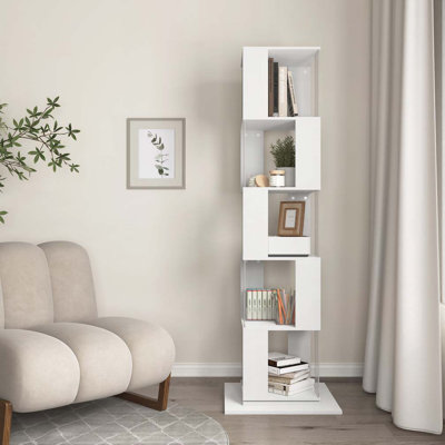 Bibliothèque rotative à 5 niveaux, bibliothèque simple avec plaque en acrylique