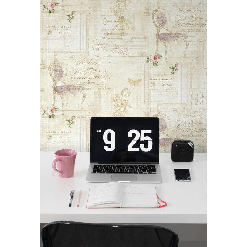 Rouleau de papier peint L 33 pi x l 20,5 po Bryden, Lin / mauve