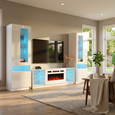 Meuble audio-vidéo Delaine 126 po avec foyer électrique Delaine