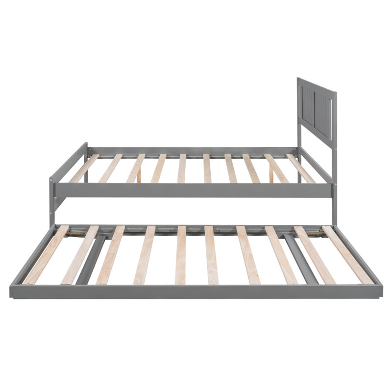 Lit plateforme double avec lit gigogne réglable, gris (ancien SKU: SM000248AAE)
