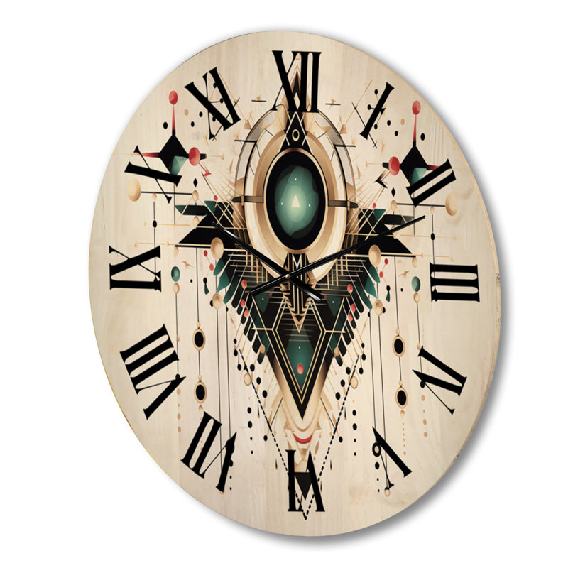 Horloge murale en bois surdimensionnée à motif abstrait géométrique Eye of Time, Petit