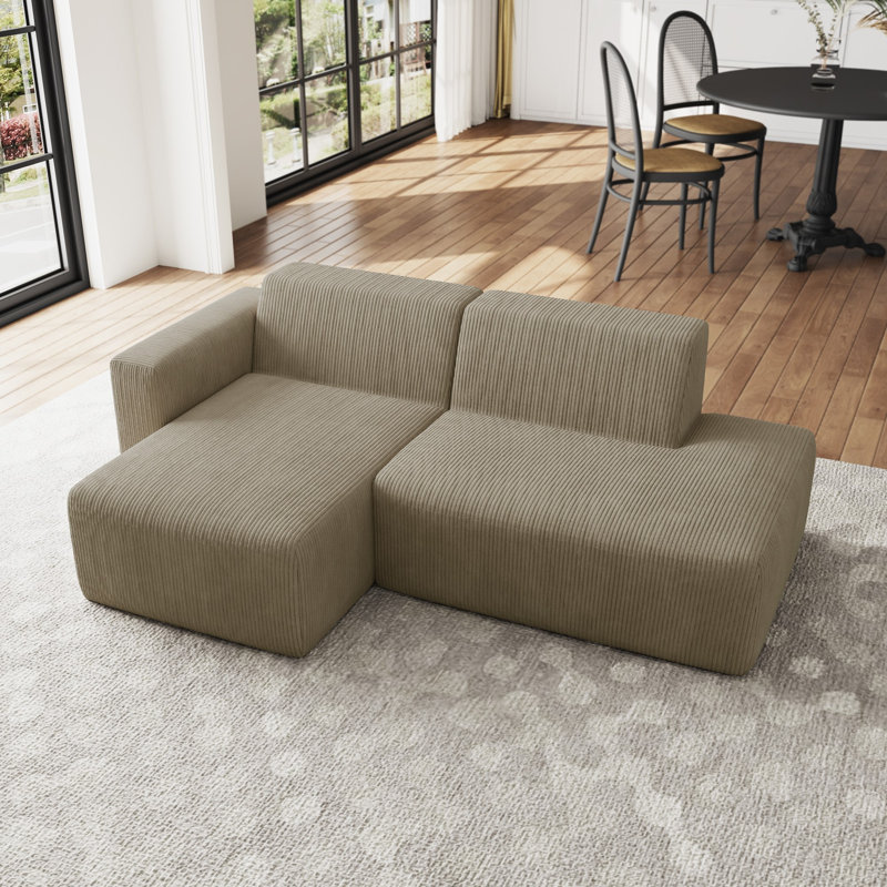 Berlare Modular Corner Sofa, Khaki Corduroy, Left Hand Facing