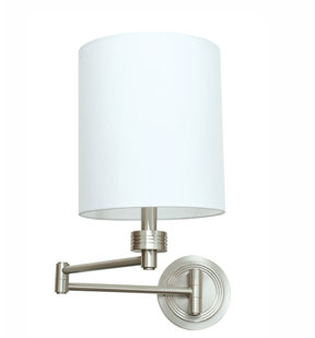 Lampe avec bras pivotant Hilary, Nickel satiné, Blanc