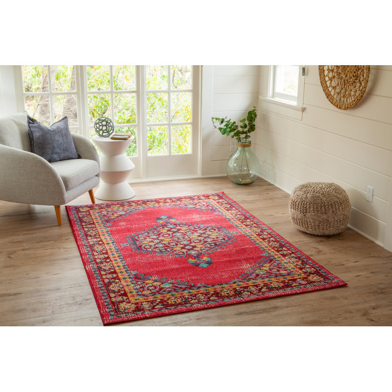Tapis rouge cerise / rouge Boulton, Rectangle 5 pi x 7 pi