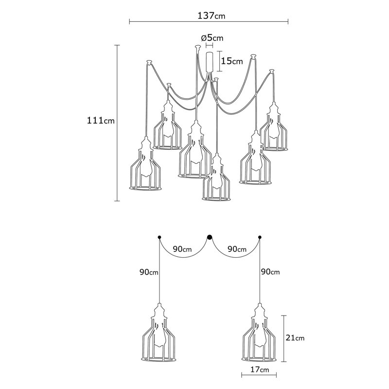 Downham 6 - Light Black Lantern Pendant