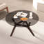 Round Coffee Table with Solid Wood Legs, Minimalist Tempered Glass Table-226824271
