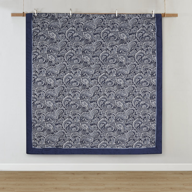 Navy Jacquard Cotton Queen 12-Piece Bedding Set