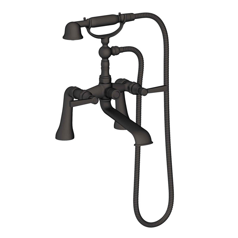 Astor Deck Mount Exposed Tub & Hand Shower Set, Lever Handle, Flat Black