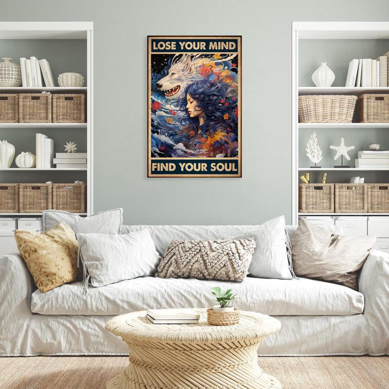 «Wolf Lose Your Mind», reproduction d'art rectangulaire sur toile tendue 1 pièce, H 36 po x l 24 po x P 1,25 po