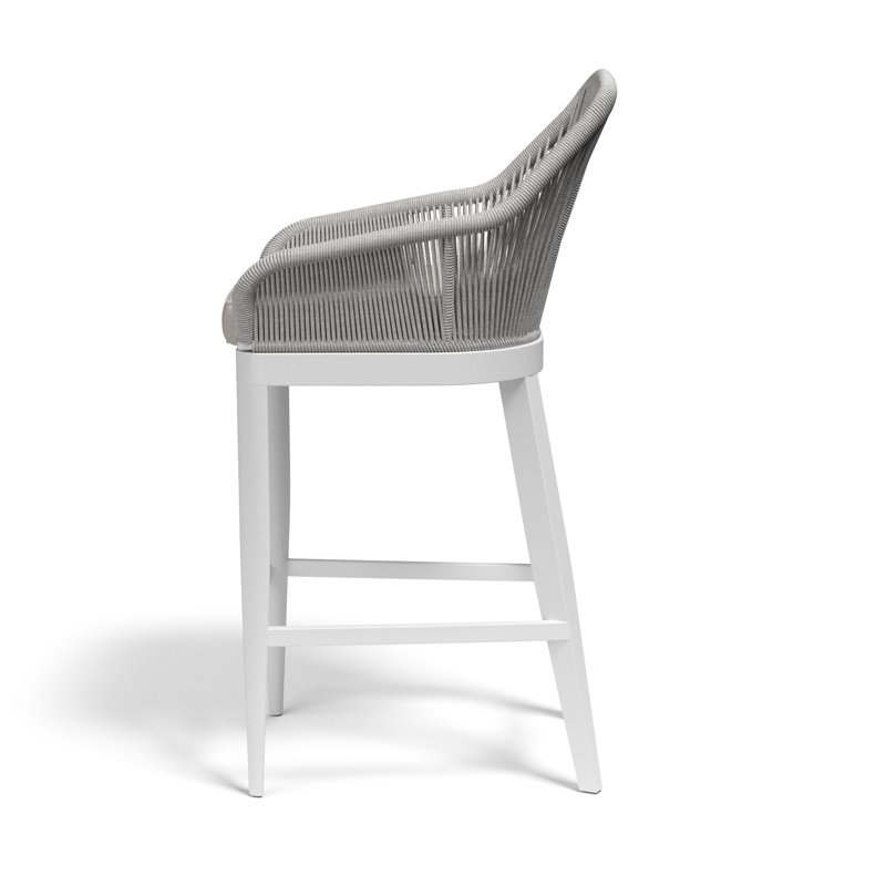 Miami Outdoor Bar Stool, Echo Ash Sunbrella®, White