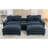 111" American Design Sectional , Blue, Double Cushion, Two Ports, Cup Holders, And Storage Space For Home