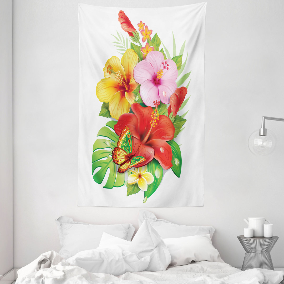 Wandteppich, Bunt Hibiscus Blooming, hawaiisch, Mehrfarbig