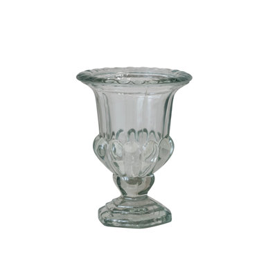 Pressed Glass Footed Vase in Clear