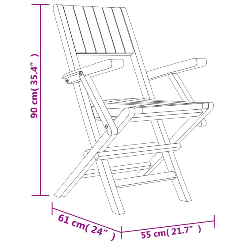 Auderghem Solid Wood Patio Folding Chair Folding Chair Set