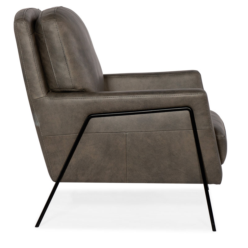 Aziel Metal Frame Club Chair, Ankur Meteor Genuine Leather