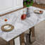 Table de salle à manger en marbre pour 6 personnes, table de salle à manger rectangulaire en faux marbre 70 po avec base en acier inoxydable à finition miroir, table de cuisine moderne en marbre de grande taille (table seulement)-633281295-633281296