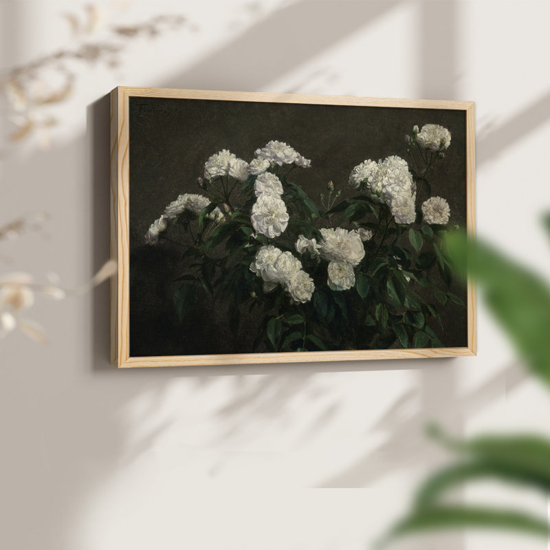 Motif floral rétro - impression encadrée, H 8 po x l 10 po, Naturel