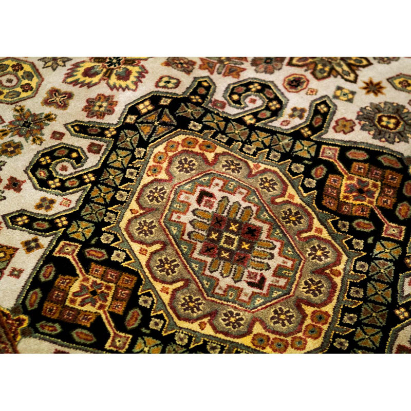 Dharma Oriental Area Rug in Ivory/Black/Khaki/Yellow/Teal