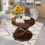 Table de bout ronde en bois rétro, table d'appoint avec base en X pour salle à manger ou salon en famille-797829277