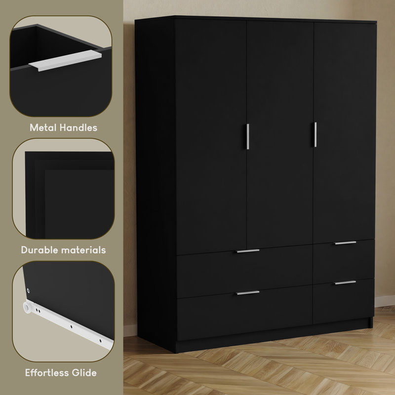 Particleboard Wardrobe, Black