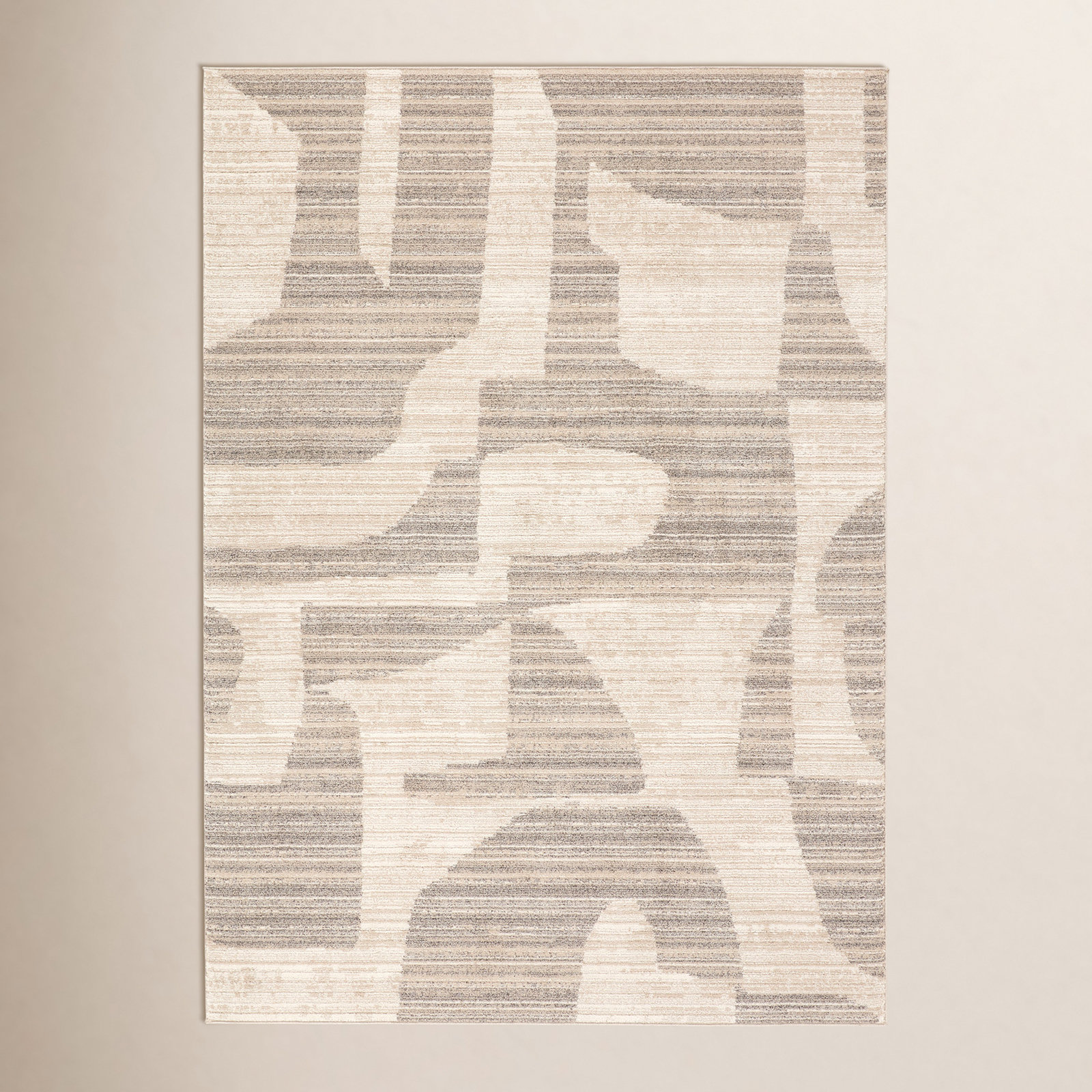 Loehrke Tan Taupe Abstract Rug, Rectangle 5' x 8'