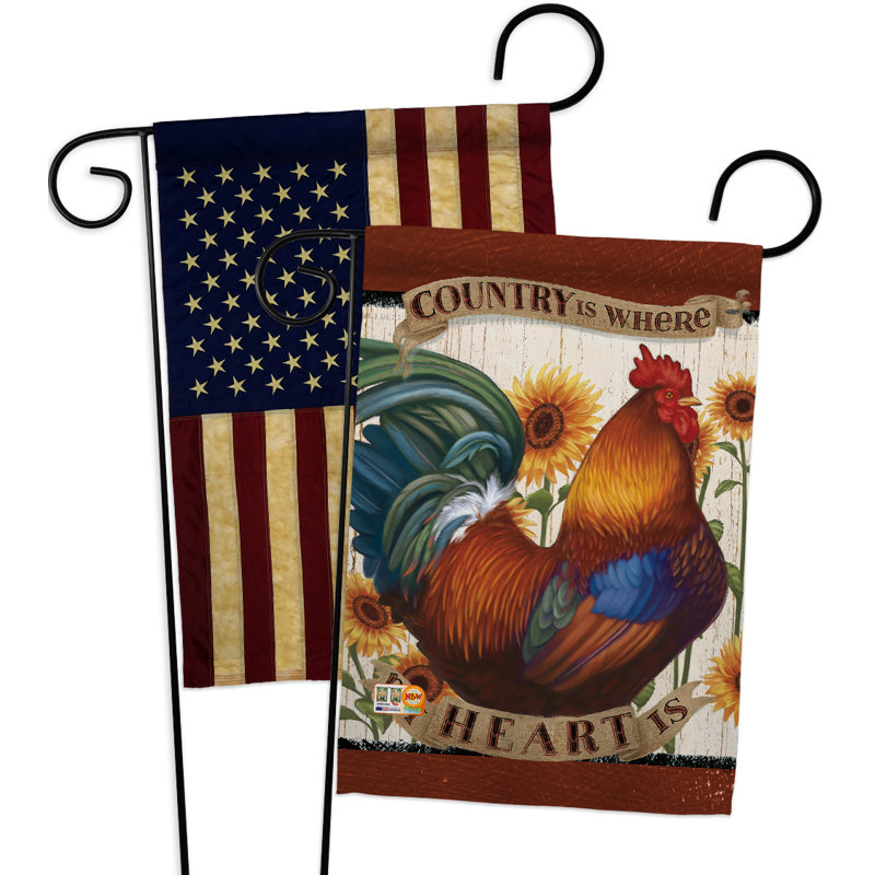 Polyester à 2 côtés 19 x 13 po country my cardiaque drapeau de jardin