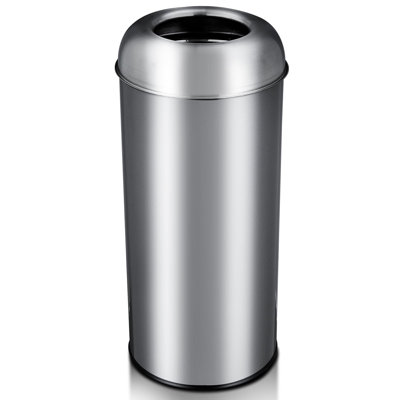 17 Gallon / 65L Open Top Trash Can, Stainless Steel Commercial Garbage Bin, Round Tall Waste Bin with Inner Bucket for Kitchen Office