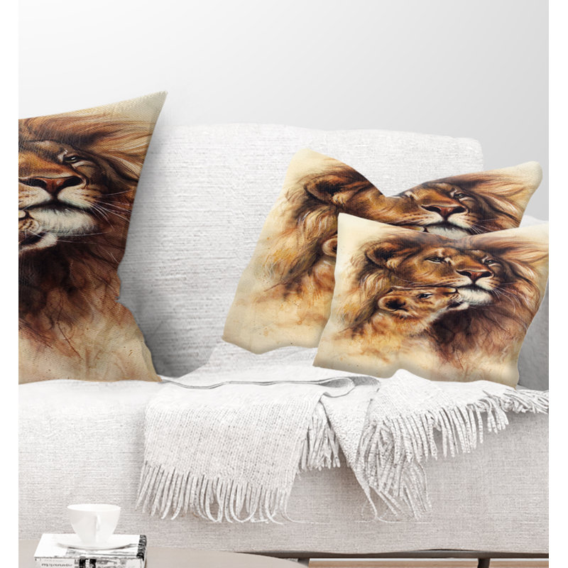 Loving Lioness - Animal Printed Throw Pillow