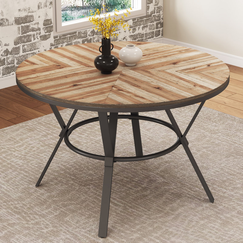 Table de salle à manger d'intérieur avec pieds en métal, bouleau clair