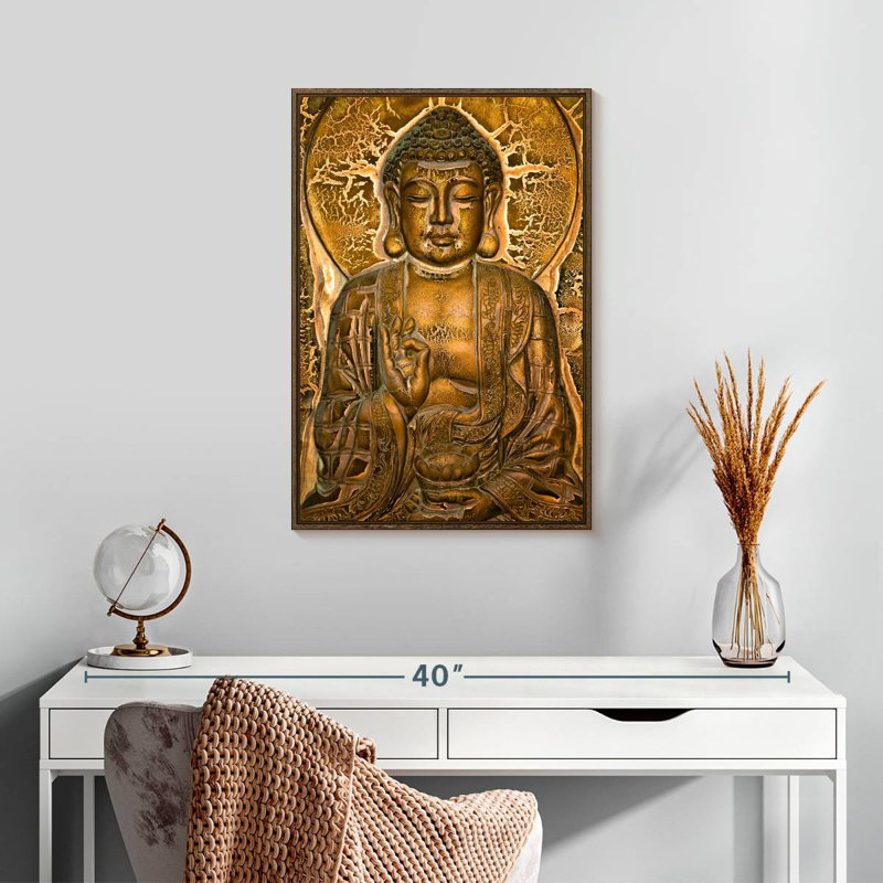 Buddha Mural, 17" x 25", Floating Frame Walnut