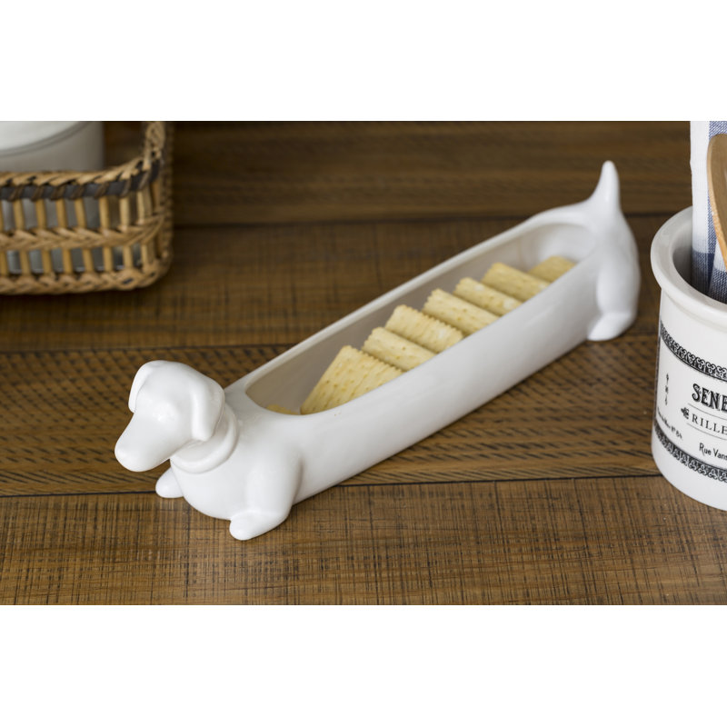 Ceramic Dachshund Cracker Serving Dish