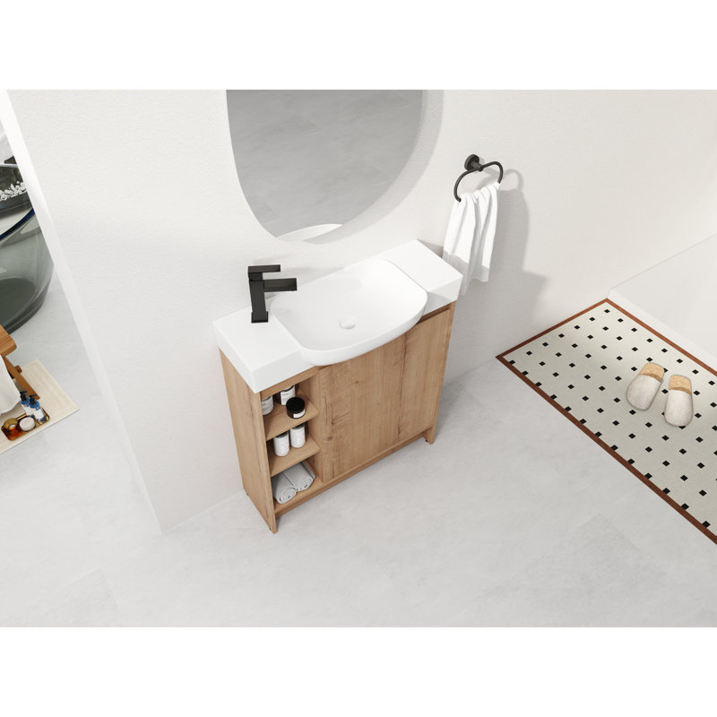 Ensemble de meuble-lavabo autoportant Roomfitter, Bois de chêne