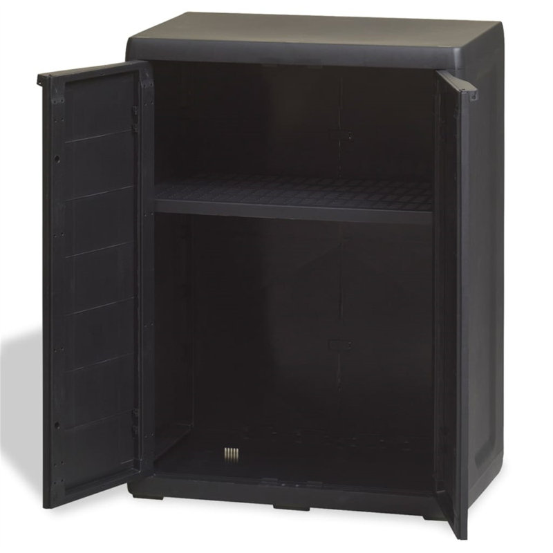 Dakota Fields Adaobi 65cm W Water Resistant Plastic Lockable Deck Box in Black/Grey