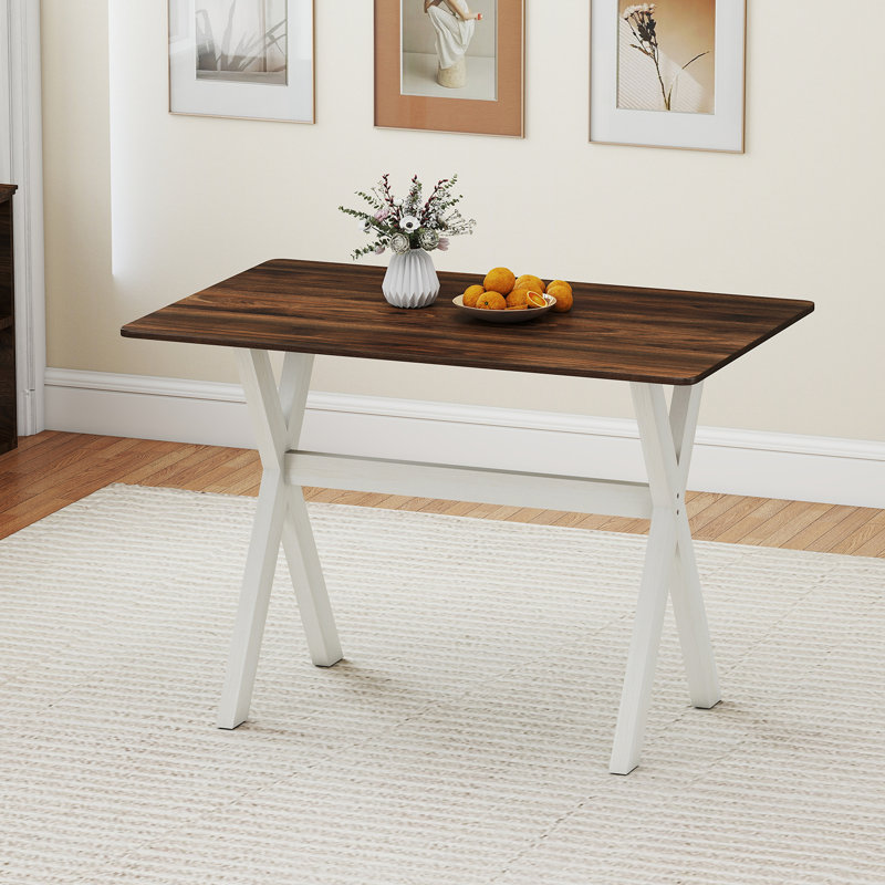 Dining Table w/ X-shaped Frame Wood Grain Texture Tabletop Accent Side Table