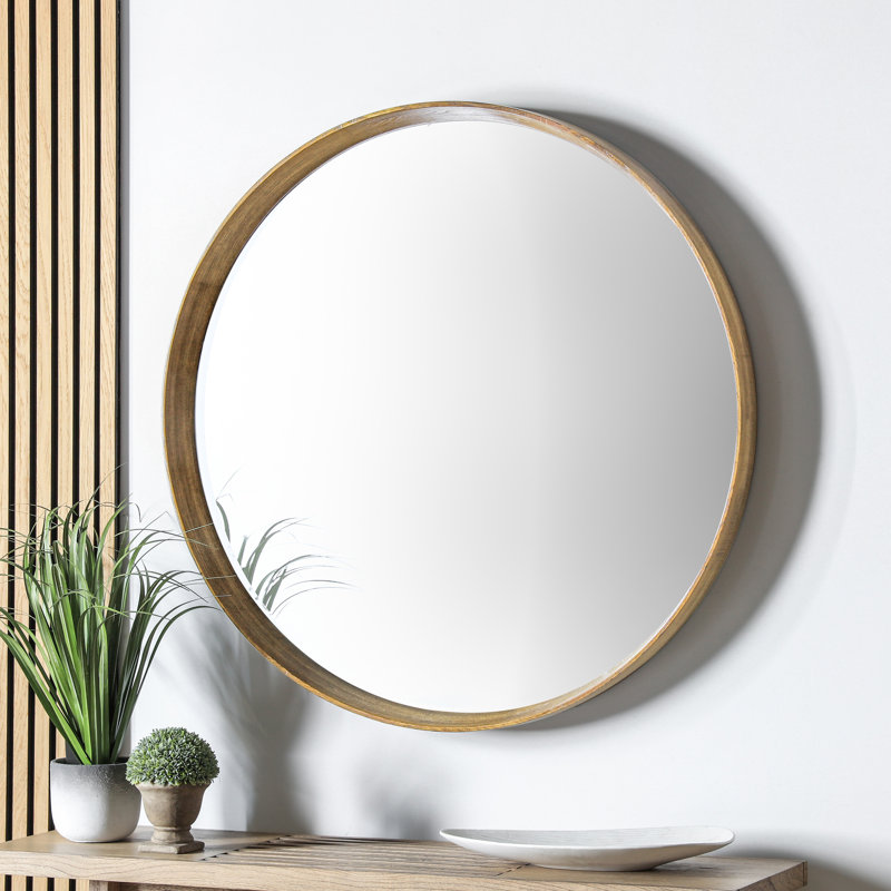 Carles Wood Flat Wall Mirror, Oak, 100 cm H x 100 cm W