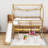Twin Wood House Loft Bed With Slide, Storage Shelves And Light-40944853