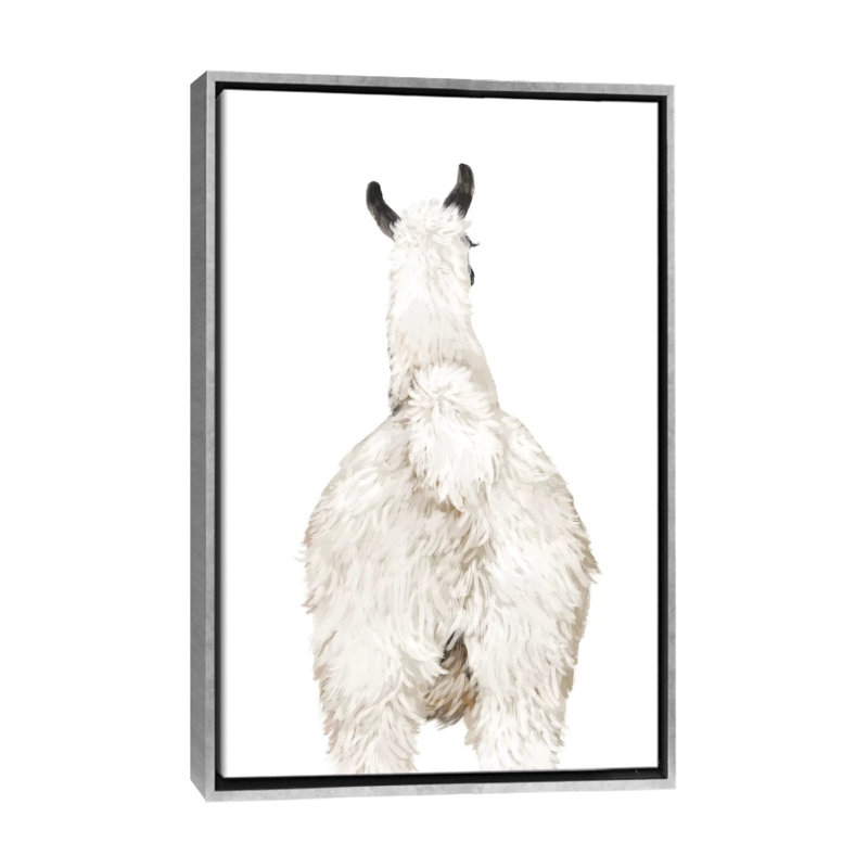 Art du lama, Toile avec cadre argenté, H 26 po x l 18 po x P 1,5 po