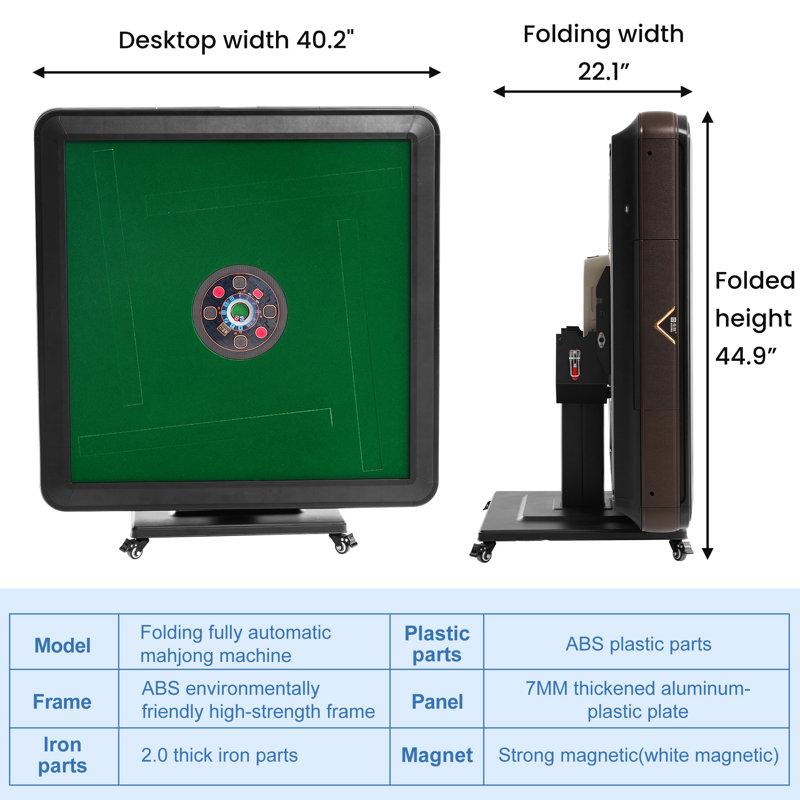 Auto Mahjong Table With Tiles, Folding 2-player American Chinese Game Table For Card And Tile Games