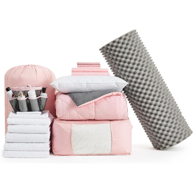 Ensemble de literie DormCo Ultimate College Freshman, Rose/gris