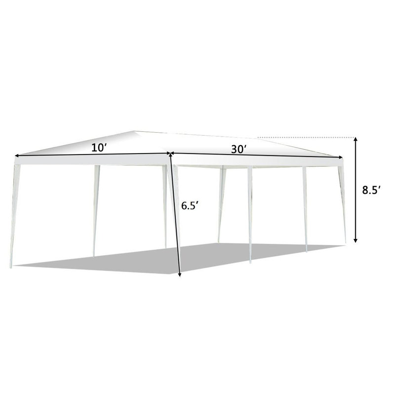 White 10'x30' Outdoor Wedding Party Canopy Tent with Removable Sidewalls