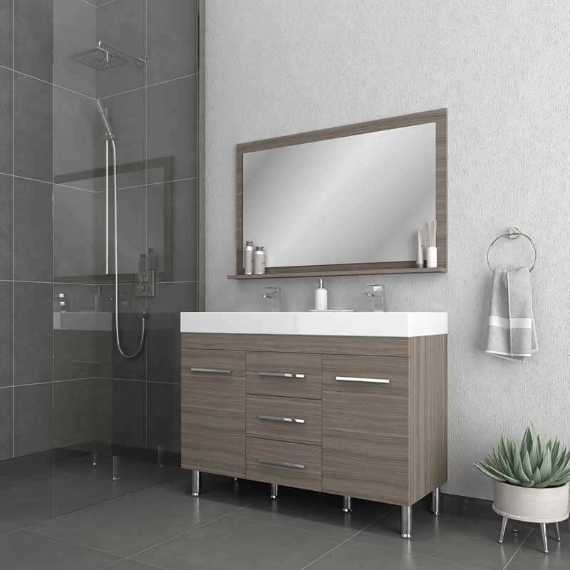 Ensemble de meuble-lavabo double 48 po Roylene, Gris