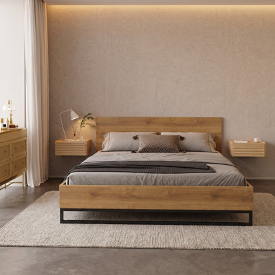 Shiloh Wooden Bed With Iron Frame & Headboard