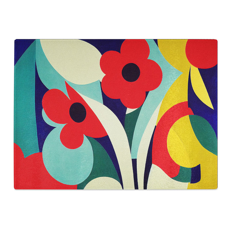 Passionate Abstract Flowers  Glass Chopping Board