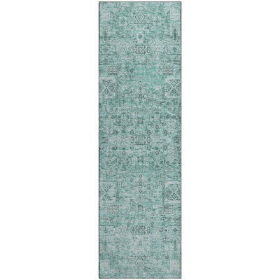 Premium Machine Washable Cerrito AMF611 Teal Rug