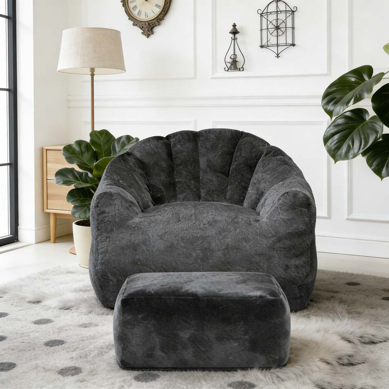 Fauteuil à billes avec mousse haute densité, fauteuil confortable, Noir
